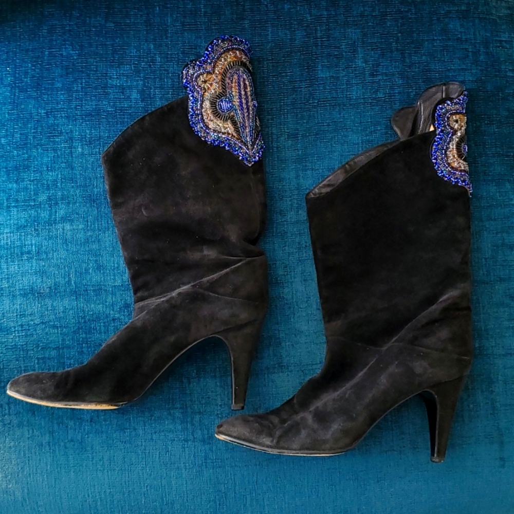 Black suede boots